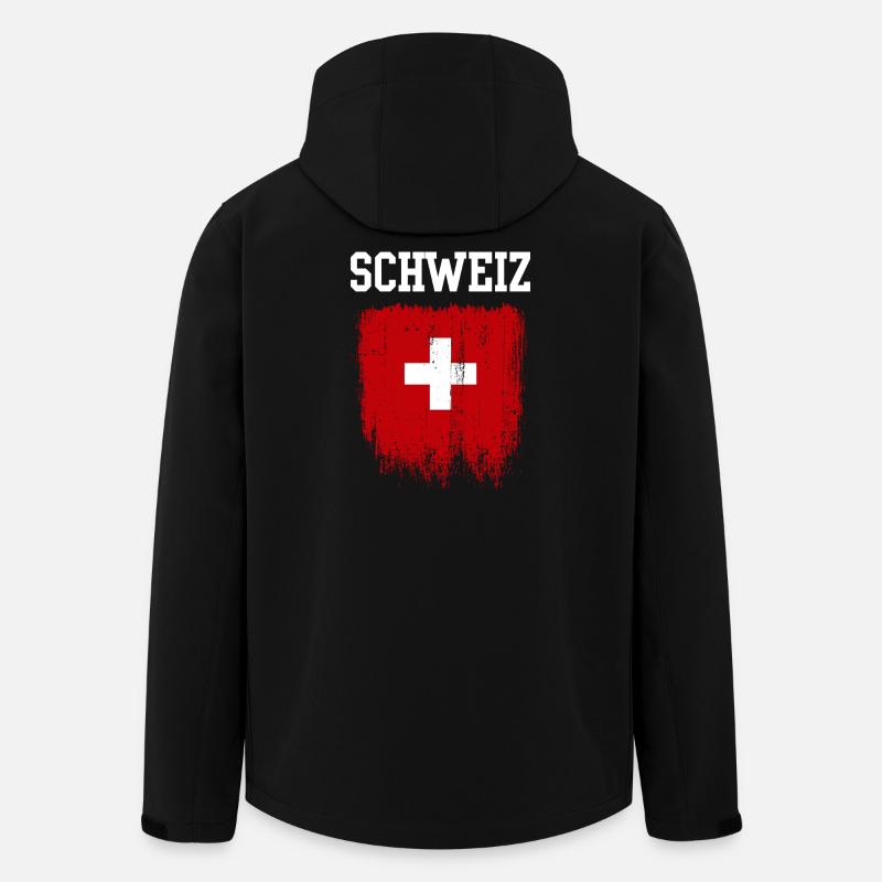 Schweizer Flaggen-Pinselstrichwappen - Recycelte Männer Softshell-Jacke von Stanley/Stella - Schwarz