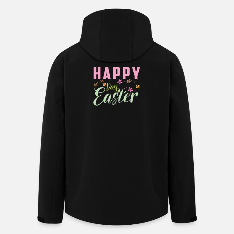 Happy Easter design with flowers - Men’s Recycled Softshell Jacket by Stanley/Stella - black