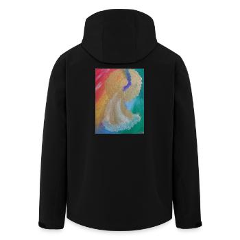 Regenbogenengel - Engel des Einklangs - Engelbild - Recycelte Männer Softshell-Jacke von Stanley/Stella - Schwarz - Hinten - AI Model Male 185 light (185cm)