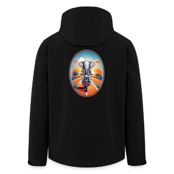 Elephant on motorcycle - Men’s Recycled Softshell Jacket by Stanley/Stella - black - Back - AI Model Male 185 light (185cm)