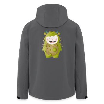 cute green monster with horns - Men’s Recycled Softshell Jacket by Stanley/Stella - black - Back - AI Model Male 185 light (185cm)