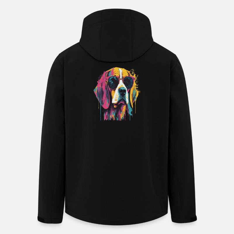 Bunter Hund mit Sonnenbrille - Recycelte Männer Softshell-Jacke von Stanley/Stella - Schwarz