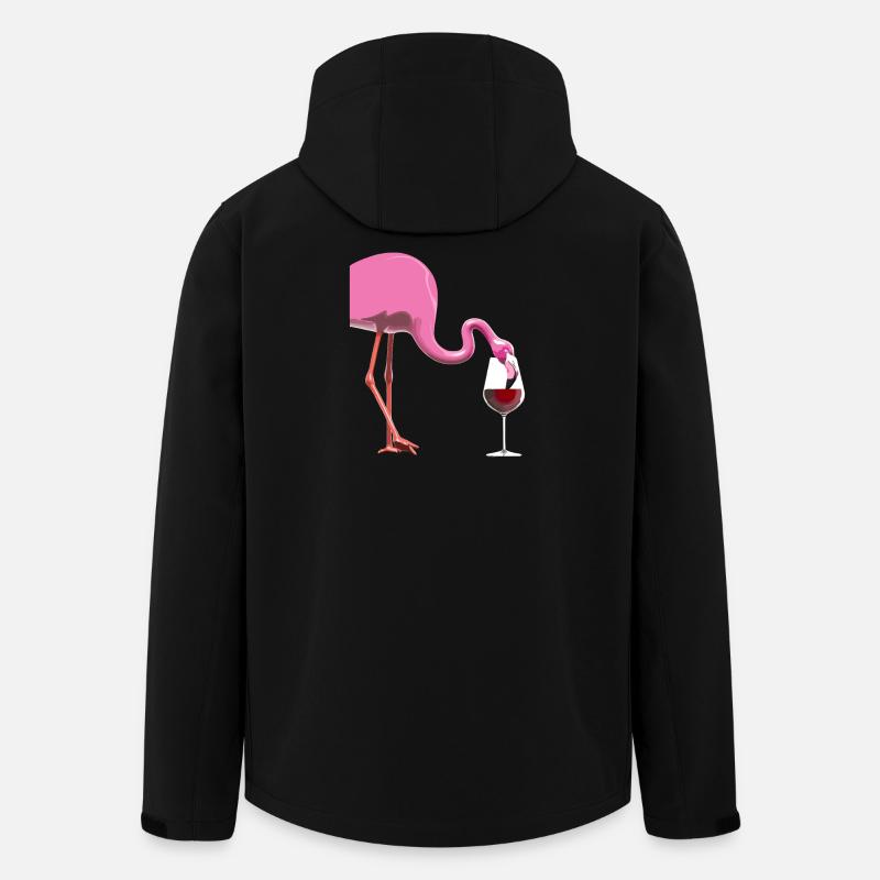 Flamant rose avec verre à vin - Veste softshell homme en polyester recyclé Stanley/Stella - noir