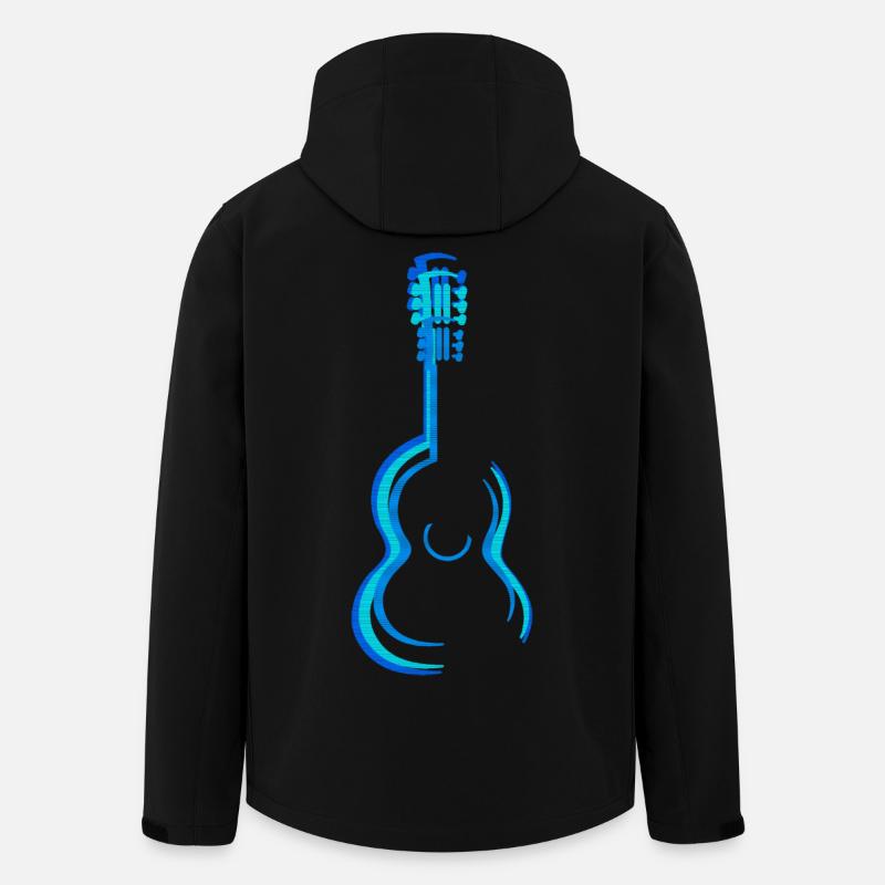 Blue Acoustic Classical Guitar Graphics - Men’s Recycled Softshell Jacket by Stanley/Stella - black