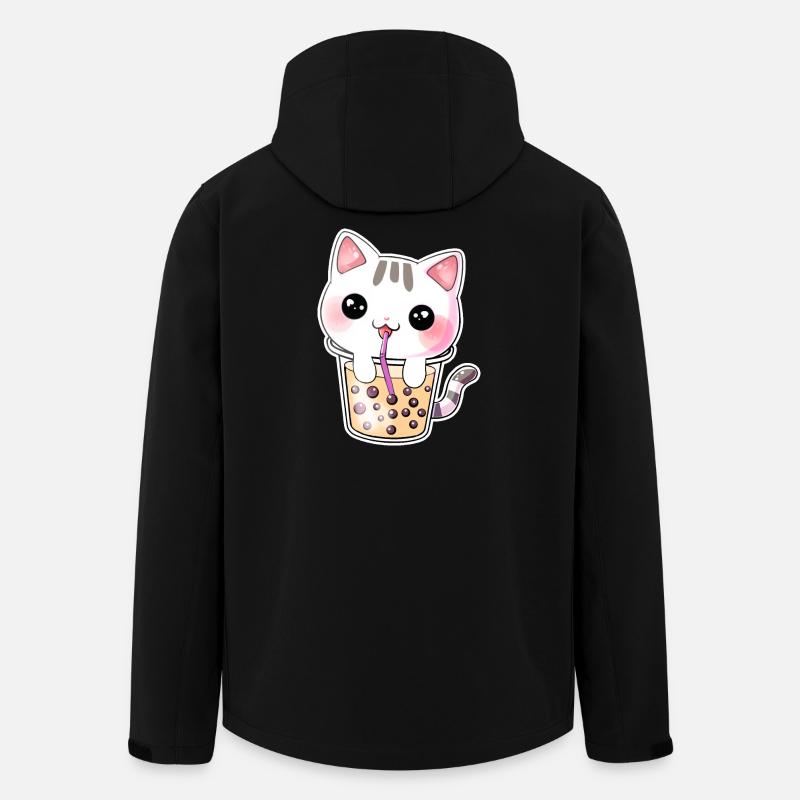 Kawaii Bubble Tea Cat - Men’s Recycled Softshell Jacket by Stanley/Stella - black