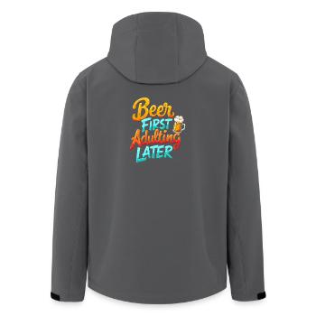 BEER FIRST, ADULTING LATER - Men’s Recycled Softshell Jacket by Stanley/Stella - black - Back - AI Model Male 185 light (185cm)