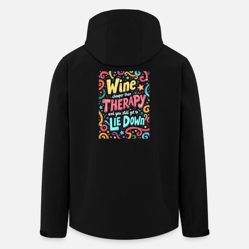 WINE: CHEAPER THAN THERAPY - Men’s Recycled Softshell Jacket by Stanley/Stella - black