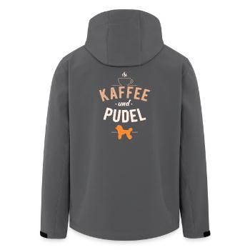 Kaffee und Pudel Hunde Spruch - Recycelte Männer Softshell-Jacke von Stanley/Stella - Anthrazit - Hinten - AI Model Male 185 light (185cm)