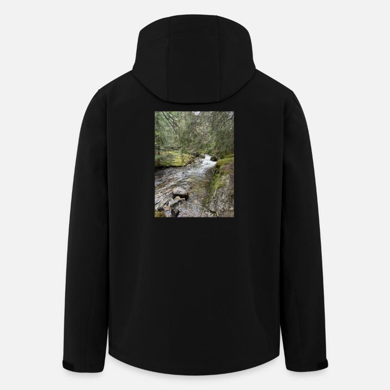 Stillleben im Wald mit Fluss - Recycelte Männer Softshell-Jacke von Stanley/Stella - Schwarz