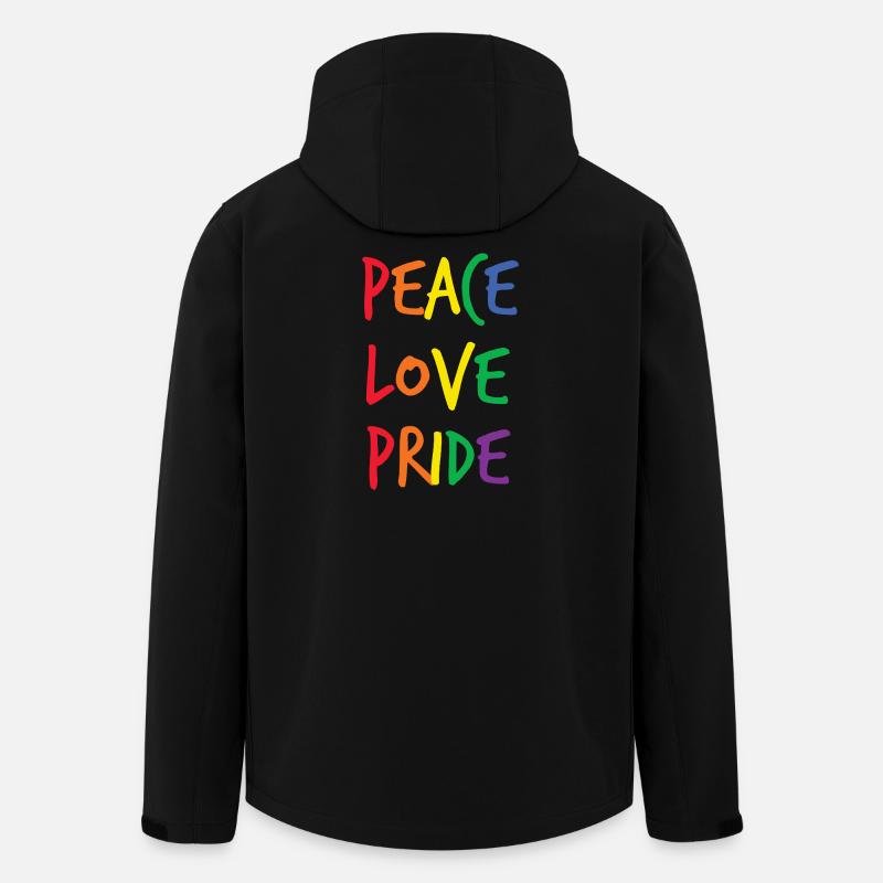Rainbow Peace Love Pride - Men’s Recycled Softshell Jacket by Stanley/Stella - black