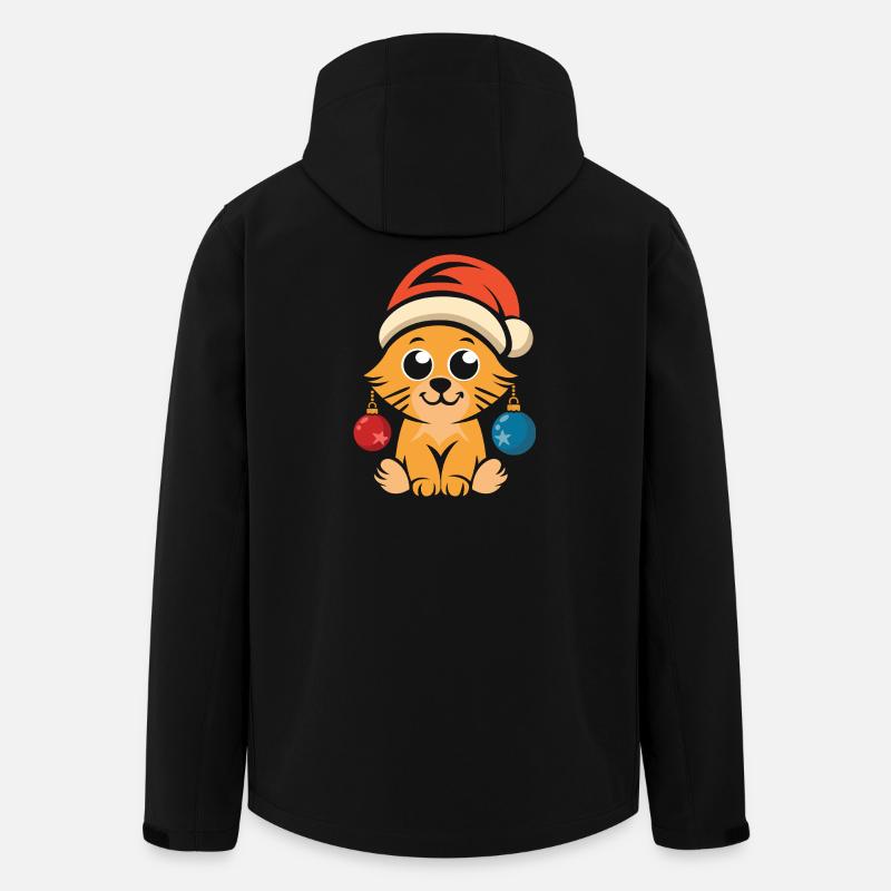 Mignon chat de Noël avec chapeau - Veste softshell homme en polyester recyclé Stanley/Stella - noir