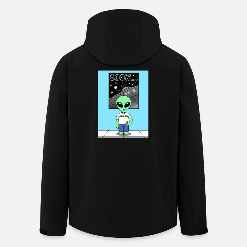 Alien devant le vaisseau spatial Terre - Veste softshell homme en polyester recyclé Stanley/Stella - noir