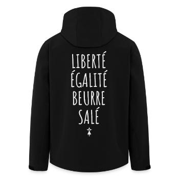Liberté Égalité Beurre Salé Humour Breton - Veste softshell homme en polyester recyclé Stanley/Stella - noir - Dos - AI Model Male 185 light (185cm)