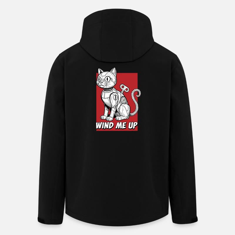 Robot chat Wind Me Up - Veste softshell homme en polyester recyclé Stanley/Stella - noir