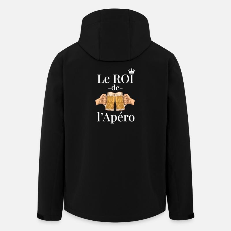 Roi de l’Apéro Cadeau Drôle d’Apéritif - Veste softshell homme en polyester recyclé Stanley/Stella - noir