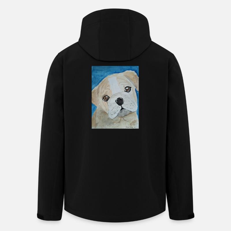 Bouledogue, Aquarelle, Chiot - Veste softshell homme en polyester recyclé Stanley/Stella - noir