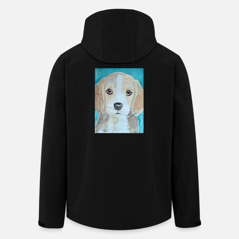 Chiot Beagle, aquarelle - Veste softshell homme en polyester recyclé Stanley/Stella - noir