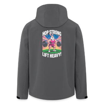 Hop Strong. Lift Heavy - Men’s Recycled Softshell Jacket by Stanley/Stella - black - Back - AI Model Male 185 light (185cm)