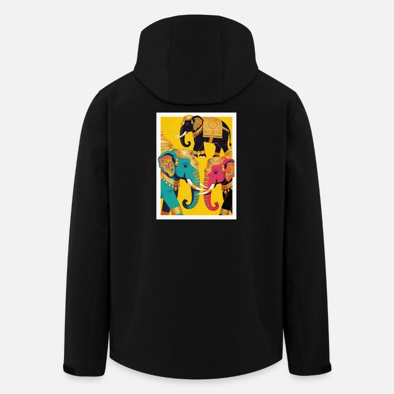 Goldfarbene Elefanten auf gelbem Hintergrund - Recycelte Männer Softshell-Jacke von Stanley/Stella - Schwarz