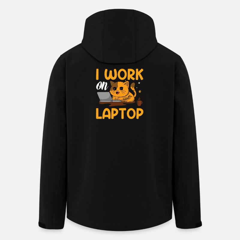 Cat work on laptop - Recycelte Männer Softshell-Jacke von Stanley/Stella - Schwarz
