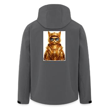 _Golden Pharaoh Cat - Luxury Urban Streetwear Styl - Men’s Recycled Softshell Jacket by Stanley/Stella - black - Back - AI Model Male 185 light (185cm)