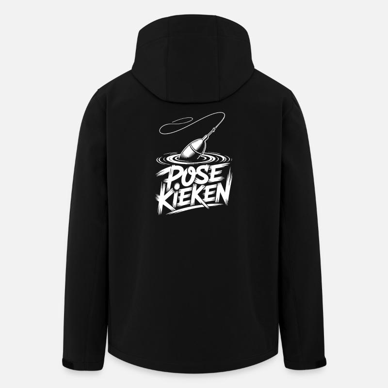 Pêche, Dicton, Pose - Veste softshell homme en polyester recyclé Stanley/Stella - noir