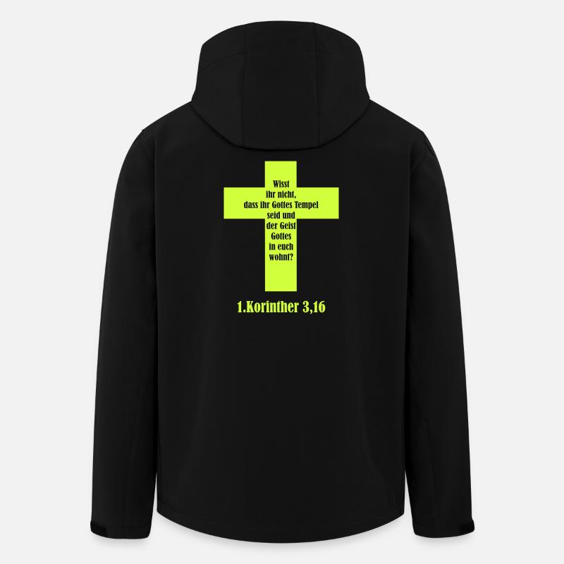 God's Temple Cross Quote - Men’s Recycled Softshell Jacket by Stanley/Stella - black