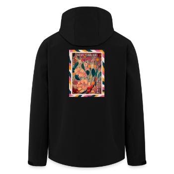 Strahlende florale Vibes - Recycelte Männer Softshell-Jacke von Stanley/Stella - Schwarz - Hinten - AI Model Male 185 light (185cm)