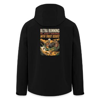 Ultralaufen ist einfach Wandern mit Vertrauensproblemen - Recycelte Männer Softshell-Jacke von Stanley/Stella - Schwarz - Hinten - AI Model Male 185 light (185cm)
