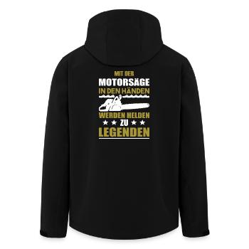 Mit der Motorsäge werden Helden zu Legenden - Recycelte Männer Softshell-Jacke von Stanley/Stella - Schwarz - Hinten - AI Model Male 185 light (185cm)