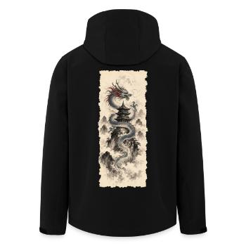 Blue dragon in the Chinese mountain fog - Men’s Recycled Softshell Jacket by Stanley/Stella - black - Back - AI Model Male 185 light (185cm)