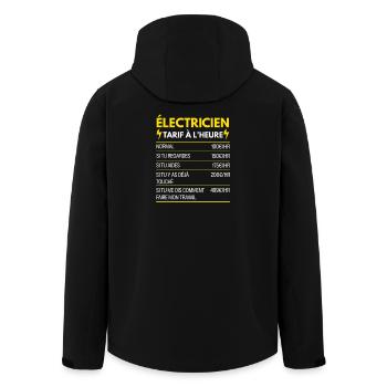 Électricien Cadeau Humour Tarifaire à l'Heure - Veste softshell homme en polyester recyclé Stanley/Stella - noir - Dos - AI Model Male 185 light (185cm)