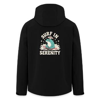 Surfen in Serenity - Süßer Frosch Aufkleber - Recycelte Männer Softshell-Jacke von Stanley/Stella - Schwarz - Hinten - AI Model Male 185 light (185cm)