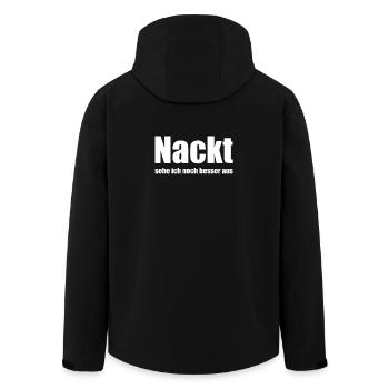 lustiger Spruch - Recycelte Männer Softshell-Jacke von Stanley/Stella - Schwarz - Hinten - AI Model Male 185 light (185cm)