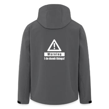 Warning - I Do Dumb Things - Gift sarcasm - Men’s Recycled Softshell Jacket by Stanley/Stella - anthracite - Back - AI Model Male 185 light (185cm)
