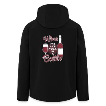 AMATEUR DE VIN COMME YOGA DANS UNE CHEMISE DE BOUTEILLE - Veste softshell homme en polyester recyclé Stanley/Stella - noir - Dos - AI Model Male 185 light (185cm)