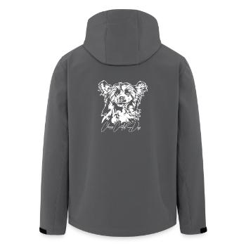 CHIEN À CRÊTE CHINOIS Poudrière Portrait Wilsigns - Veste softshell homme en polyester recyclé Stanley/Stella - charbon - Dos - AI Model Male 185 light (185cm)