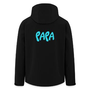 VATERTAG. FROHER VATERTAG. PAPA. ALLES GUTE ZUM GEBURTSTAG. - Recycelte Männer Softshell-Jacke von Stanley/Stella - Schwarz - Hinten - AI Model Male 185 light (185cm)