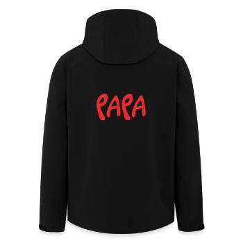 PAPA. VATERTAG. FROHER VATERTAG. ALLES GUTE ZUM GEBURTSTAG. - Recycelte Männer Softshell-Jacke von Stanley/Stella - Schwarz - Hinten - AI Model Male 185 light (185cm)