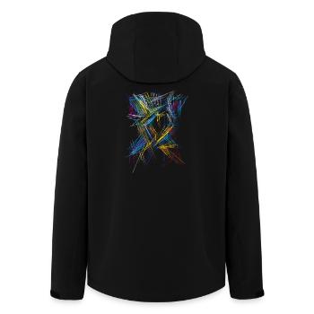 Futurisme Abstrait - Modèle 3D - Veste softshell homme en polyester recyclé Stanley/Stella - noir - Dos - AI Model Male 185 light (185cm)