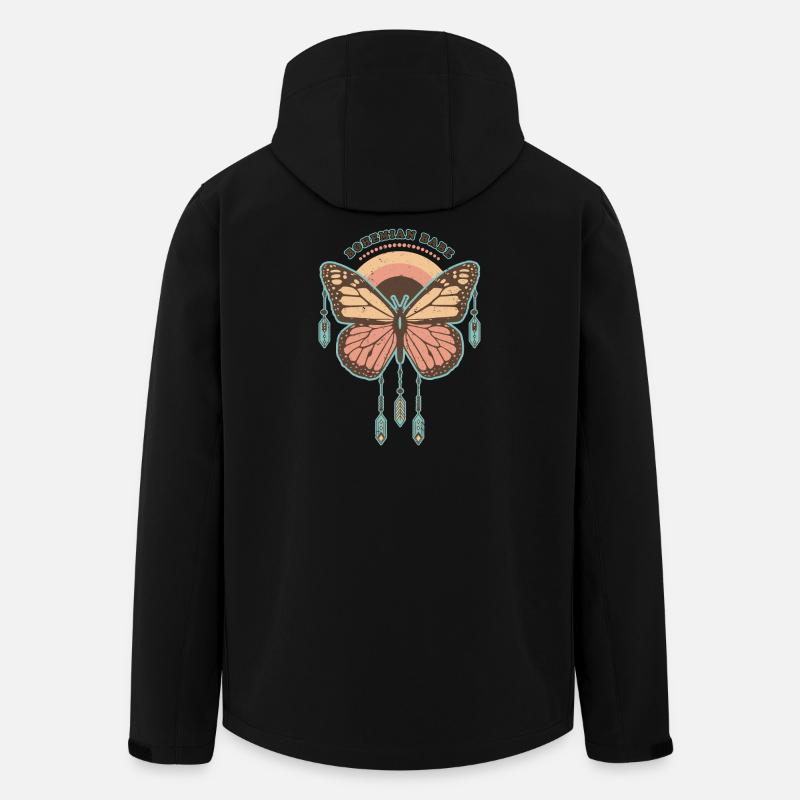 Bohemian Babe - Retro Boho Butterfly - Men’s Recycled Softshell Jacket by Stanley/Stella - black