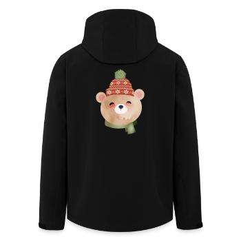 niedlicher Bär mit Pudelmütze und Schal im Winter - Recycelte Männer Softshell-Jacke von Stanley/Stella - Schwarz - Hinten - AI Model Male 185 light (185cm)