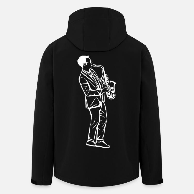 Saxophone Boy Drawing - Men’s Recycled Softshell Jacket by Stanley/Stella - black