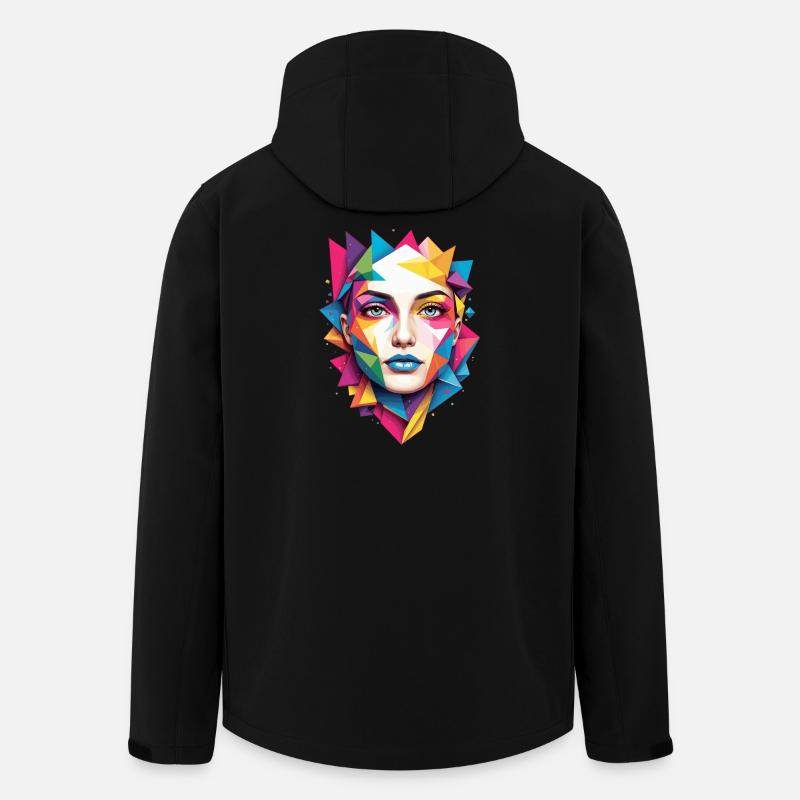 Moderne Gesichts Kunst - Recycelte Männer Softshell-Jacke von Stanley/Stella - Schwarz