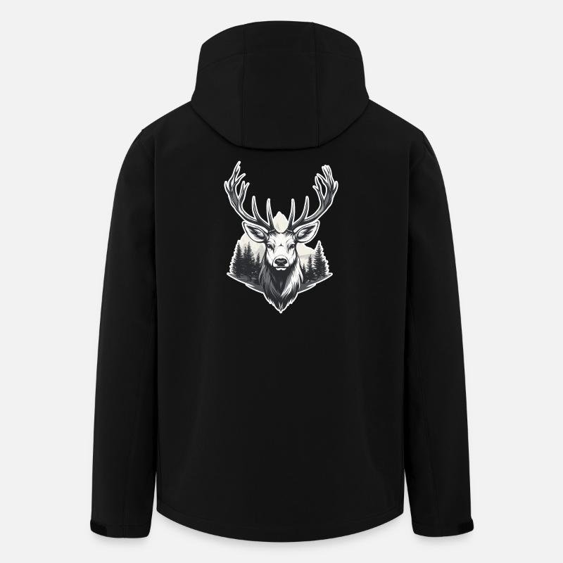 Paysage forestier de Deer Head - Veste softshell homme en polyester recyclé Stanley/Stella - noir
