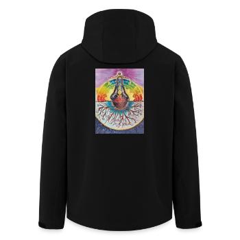 Spiritual meditation tree with chakras - Men’s Recycled Softshell Jacket by Stanley/Stella - black - Back - AI Model Male 185 light (185cm)
