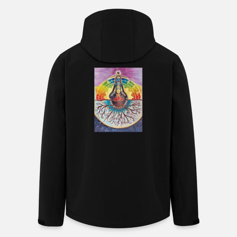 Spiritual meditation tree with chakras - Men’s Recycled Softshell Jacket by Stanley/Stella - black