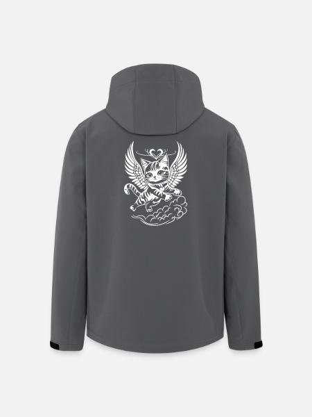 White Angel Cat with Wings - Men’s Recycled Softshell Jacket by Stanley/Stella - black
