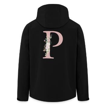 P Monogramme, Floral, Personnalisable - Veste softshell homme en polyester recyclé Stanley/Stella - noir - Dos - AI Model Male 185 light (185cm)