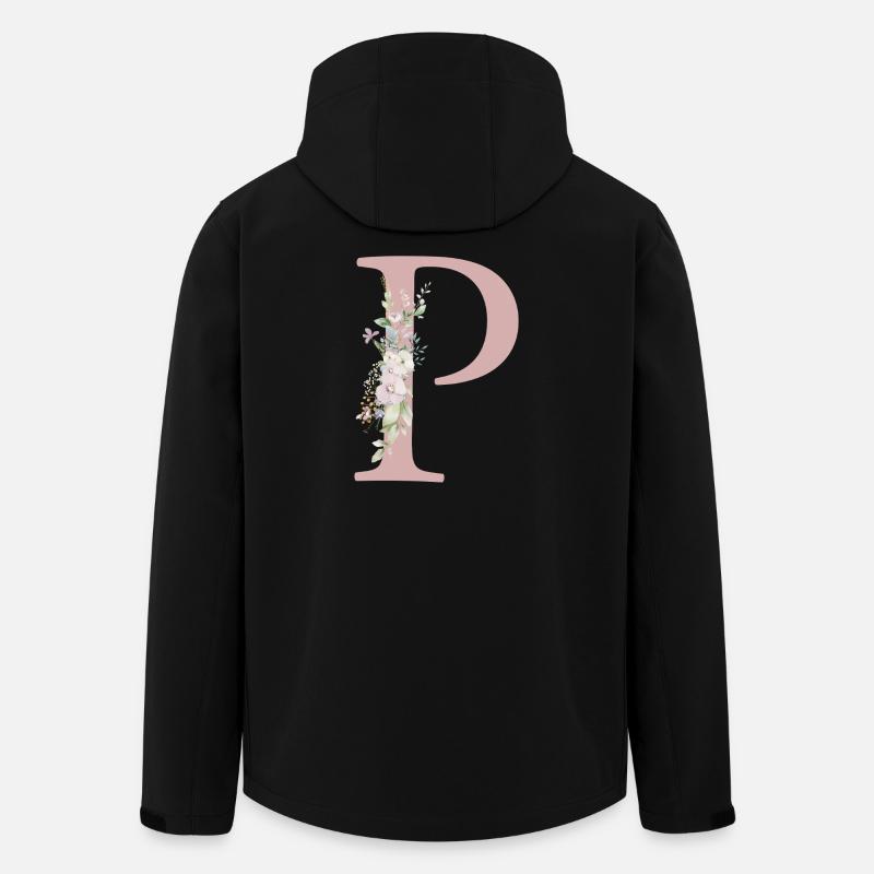 P Monogram, Floral, Customizable - Men’s Recycled Softshell Jacket by Stanley/Stella - black